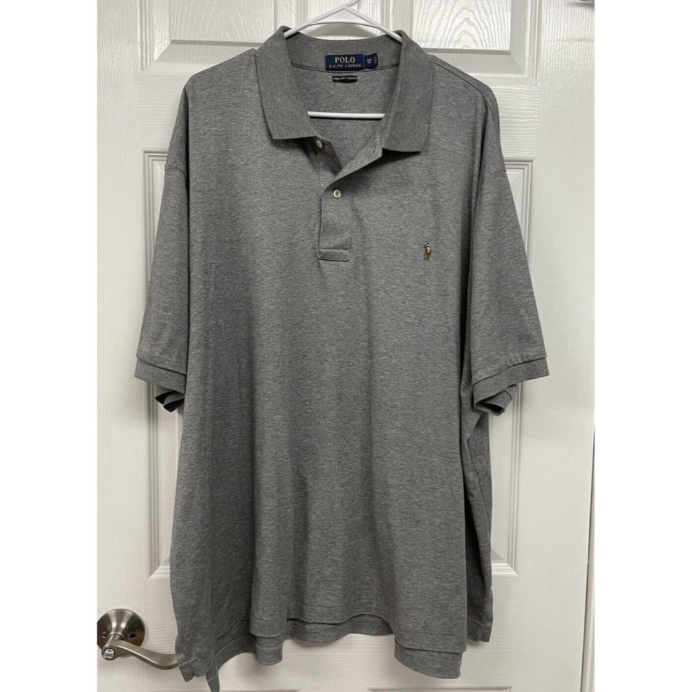 Polo Ralph Lauren Knit Gray Logo Short Sleeve Shirt Golf Mens Size Big 2XB